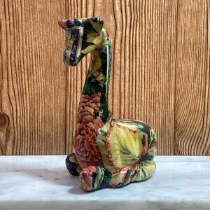 Vintage Joan Baker Floral Ceramic Giraffe Figurine 7”